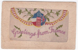 24-5309 : CARTE BRODEE  GREETINGS FROM FRANCE - Embroidered