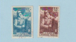 1938 N°386 Et 387 Gloire à L'Infanterie Oblitérés  (lot 39) - Usados