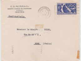 Cover Pubblicitaria Della G.H. Mumm & Co. Société Vinicole De Champagne Da Reims Per Roma 1936 - Brieven En Documenten