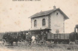 51 SAINT-MARTIN-SUR-LE-PRE. La Gare Avec Train, Attelage Et Bicyclettes - Autres & Non Classés