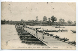 Militaria * CPA Voyagé 1908 * ANGERS Manoeuvres Sur La Loire Par Le Génie Pont De Bateaux Jonction - Manovre