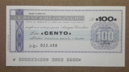 BANCA BELINZAGHI, 100 LIRE 26.04.1977 FOTOTTICA ARTICOLI MILANO (A1.85) - [10] Cheques Y Mini-cheques