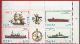 Italia 1978; Costruzioni Navali, Serie Completa In Blocco. Angolo Superiore Destro. - 1971-80: Nieuw/plakker