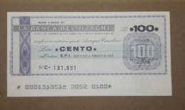 BANCA BELINZAGHI, 100 LIRE 18.05.1977 S.P.I. MILANO (A1.86) - [10] Cheques Y Mini-cheques