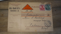 Germany Karlsruhe Pour Zabern 1912   ......... Boite1 ...... 240424-92 - Cartas & Documentos