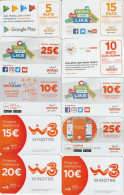 LOTTO 10 RICARICHE WIND ULTIME EMISSIONI  (CZ1762 - [2] Sim Cards, Prepaid & Refills