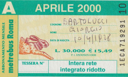 ABBONAMENTO APRILE 2000 ATAC ROMA  (CZ1697 - Europa