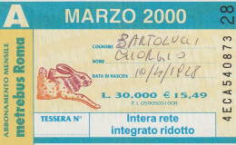 ABBONAMENTO MARZO 2000 ATAC ROMA  (CZ1698 - Europa