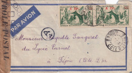 LETTRE. COTE D'IVOIRE. 1944. DABOU POUR DIJON.  BANDE + CACHET CENSURE - Cartas & Documentos