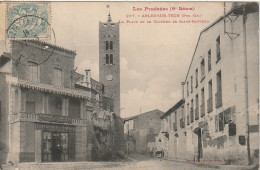 HO 19 - (66) ARLES SUR TECH   - LA PLACE ET LE CLOCHER DE SAINT SAUVEUR - FABRIQUE DE CHOCOLAT L . PARES - 2 SCANS - Sonstige & Ohne Zuordnung