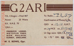 Ad9079 - GREAT BRITAIN - RADIO FREQUENCY CARD - England - 1947 - Radio