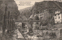 HO 20-(66) AMELIE LES BAINS  -  PASSERELLE DE L'HOPITAL - HOTEL MARTINET - VILLA BELLE VUE  - 2 SCANS  - Autres & Non Classés