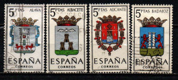 SPAGNA - 1962 - SERIE STEMMI DELLE PROVINCIE SPAGNOLE: ALAVA, ALBACETE, ALICANTE, BADAJOZ - USATI - Oblitérés