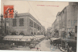 HO 21 - (66) PERPIGNAN - LA PLACE DE LA LOGE  - GRAND CAFE DE FRANCE F .CAYROL - 2 SCANS - Perpignan