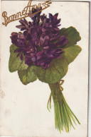 HO 23 - CARTE FANTAISIE  " BONNE ANNEE " -  BOUQUET DE VIOLETTES - 2 SCANS - Neujahr