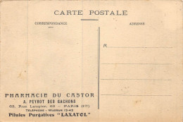 24-5340 : PUBLICITE PHARMACIE DU CASTOR. A PEYROT DES GACHONS. RUE LAUGIER. PARIS 17° - Werbepostkarten