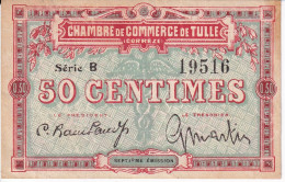 BILLETE DE FRANCIA DE 50 CENTIMES CHAMBRE COMMERCE DE TULLE DEL AÑO 1923 (BANKNOTE) - Chamber Of Commerce
