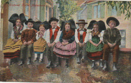 IN 6-  COSTUME ALSACIEN - MIETESHEIM - GROUPE D'ENFANTS  - CARTE COULEURS - 2 SCANS  - Costumes