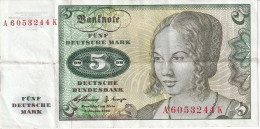 BILLETE DE ALEMANIA DE 5 MARK DEL AÑO 1960  (BANKNOTE) - 5 Deutsche Mark