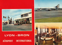 IN 7 - (69)  LYON BRON - AEROPORT INTERNATIONAL  - CARTE  MULTIVUES COULEURS : AEROGARE , CARAVELLE  - 2 SCANS  - Bron