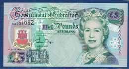 GIBRALTAR - P.25 – 5 Pounds 1995 UNC, S/n A001052 Low Serial - Gibilterra