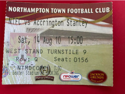 Football Ticket Billet Jegy Biglietto Eintrittskarte Northampton Town - Accrington Stanley 14/08/2010 - Tickets - Entradas