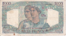 BILLETE DE FRANCIA DE 1000 FRANCS DEL AÑO 1946 (BANKNOTE) MINERVE ET HERCULE - 1 000 F 1945-1950 ''Minerve Et Hercule''