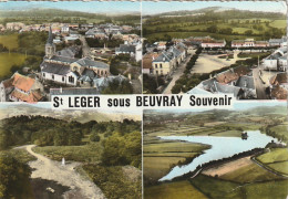 IN 11 - (71) SAINT LEGER SOUS BEUVRAY -SOUVENIR : EGLISE , GRANDE PLACE, ETANG .. - CARTE COULEURS  MULTIVUES - 2 SCANS  - Other & Unclassified