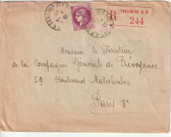 Lettre Recommandre, Toulouse Par Paris, 1940 - Briefe U. Dokumente