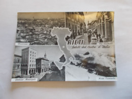 Delcampe - RIETI LAZIO ( ITALIA  ITALIE ) SALUTI DAL CENTRO D ITALIA PANORAMA PALAZZO MUNICIPALE VIA GARRIBALDI MONTE TERMINILLO - Rieti