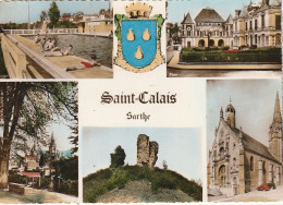 IN 14 -(72) SAINT CALAIS  - CARTE COULEURS  MULTIVUES - BLASON -  2 SCANS - Saint Calais