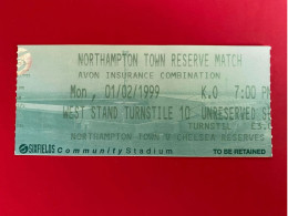 Football Ticket Billet Jegy Biglietto Eintrittskarte Northampton Town Team Reserve Game 01/02/1999 - Tickets D'entrée