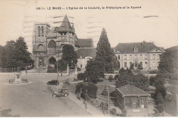 IN 16 - (72) LE MANS  -  L'EGLISE DE LA COUTURE , LA PREFECTURE ET LE SQUARE - AUTOMOBILES  -  2 SCANS - Le Mans