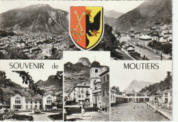 IN 17 - (73)  SOUVENIR DE MOUTIERS -  CARTE MULTIVUES - BLASON  - 2 SCANS - Moutiers