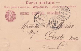 ENTIER 10  C     CACHET AMBULANT N° 50  1883  + CACHET AMBULANT  MARSEILLE A CREST - Stamped Stationery