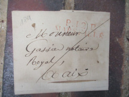 1821 COULEUR ROUGE P 12 P MARSEILLE LETTRE POUR AIX - 1801-1848: Precursors XIX