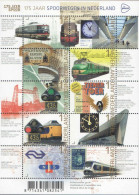 Netherlands Pays-Bas Niederlande 2014 175 Years Of Dutch Railways Set Of 10 Stamps In Block / Sheetlet MNH - Blocks & Sheetlets