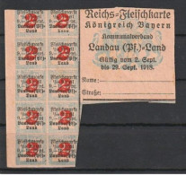 Reichs-Fleischkarte - Fleischmarken - Königreich Bayern - Landau Pfalz - Sept. 1918  (68997) - Historische Dokumente