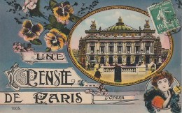 IN 25 -(75) UNE PENSEE DE PARIS - CARTE FANTAISIE  COLORISEE  STYLE ART DECO - MEDAILLONS-  2 SCANS - Other Monuments