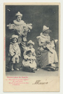 Carte Fantaisie Couple Enfants - Pierrot Père De Famille N° 10 - Phototypie BERGERET - Bergeret