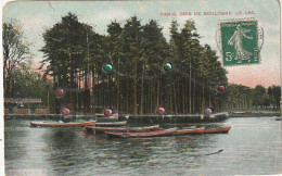 IN 25 -(75) BOIS DE BOULOGNE -  LE LAC - BARQUES - CARTE COLORISEE AVEC AJOUT DE BRILLANTS DE COULEURS - 2 SCANS - Parcs, Jardins