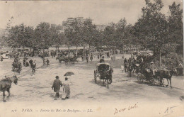IN 25 -(75) PARIS - ENTREE DU BOIS DE BOULOGNE - PROMENEURS , CYCLISTES , CALECHES - 2 SCANS - Parks, Gärten