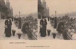 IN 26 -(75) PARIS - LE QUAI AUX FLEURS - CARTE STEREO  - 2 SCANS  - Paris (04)