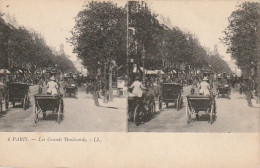 IN 26 -(75) PARIS -  LES GRANDS BOULEVARDS - AUTOMOBILES , CALECHES  - 2 SCANS  - Mehransichten, Panoramakarten