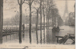 IN 27 -(75)  PARIS 1910 -  LE QUAI DE GRENELLE  - BARQUE , CANOTEUR - 2 SCANS - De Overstroming Van 1910