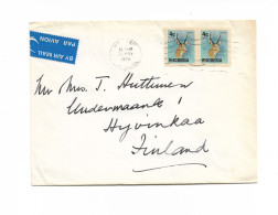 British Rhodesia Airmail Cover To Finland 1974 4C Stamp Pair, Highlands Postmark (suburb Of Salisbury / Harare) - Rhodesië (1964-1980)