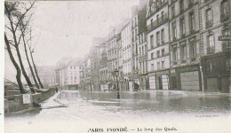 IN 28 -(75) PARIS  INONDE - LE LONG DES QUAIS - CARTE PUBLICITAIRE : CHICOREE "A LA MENAGERE" - 2 SCANS - Inondations De 1910