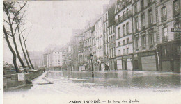 IN 28 -(75) PARIS  INONDE - LE LONG DES QUAIS - CARTE PUBLICITAIRE : CHICOREE "A LA MENAGERE" - 2 SCANS - De Overstroming Van 1910