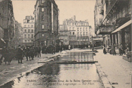 IN 28-(75) PARIS - CRUE DE LA SEINE - INONDATION DE LA RUE LAGRANGE  - 2 SCANS - Alluvioni Del 1910