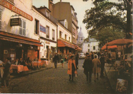 JA 1 - (75) PARIS -  LA PLACE DU TERTRE - RESTAURANT " LA MERE CATHERINE " - PEINTRES - CARTE COULEURS - 2 SCANS - District 18